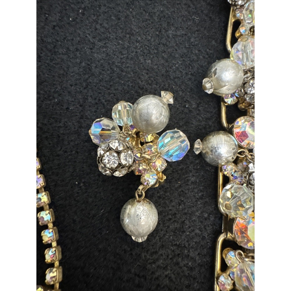 Decadent Juliana D&E Faux Pearl Iridescent Rhinestone 3 Piece Parure Set AB Rare - Picture 8 of 16